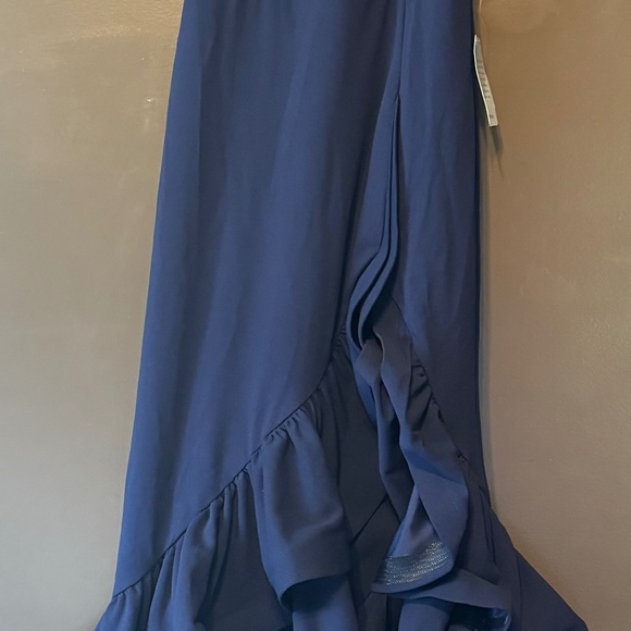 Betsy & Adam Ruffled High-Low Gown - Picture 1 of 5